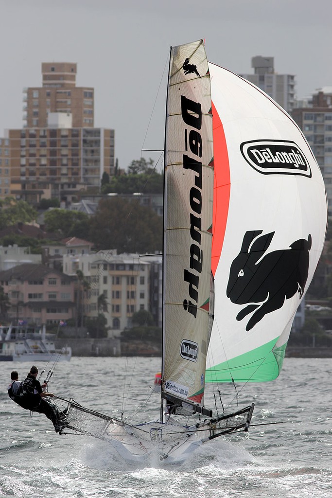 De’Longhi-Rabbitohs on Sydney Harbour last week -Queen of the Harbour 2013 © Frank Quealey /Australian 18 Footers League http://www.18footers.com.au
